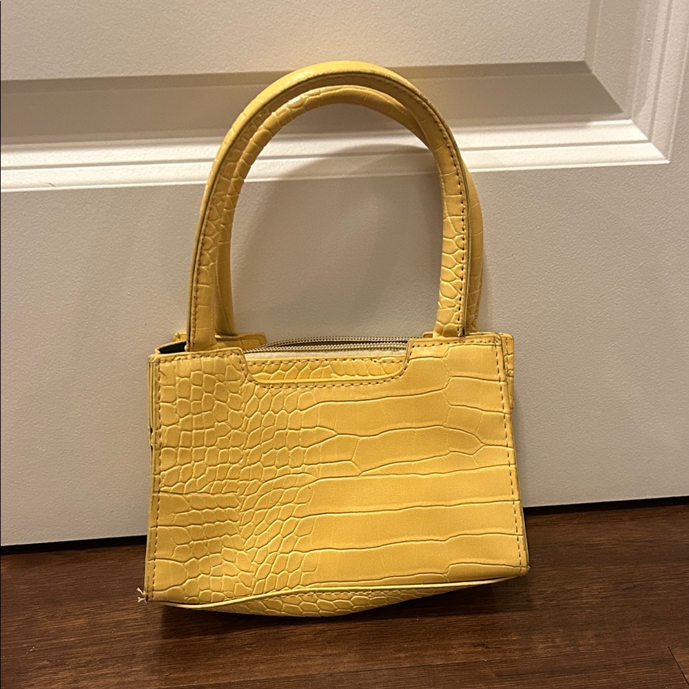 Yellow Croc-Embossed Women's Handbag
